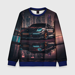 Свитшот детский Porshe night city, цвет: 3D-синий