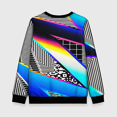 Детский свитшот Neon stripes geometry / 3D-Черный – фото 2
