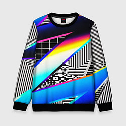 Свитшот детский Neon stripes geometry, цвет: 3D-черный