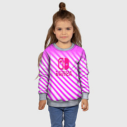 Свитшот детский Nintendo pink line, цвет: 3D-меланж — фото 2