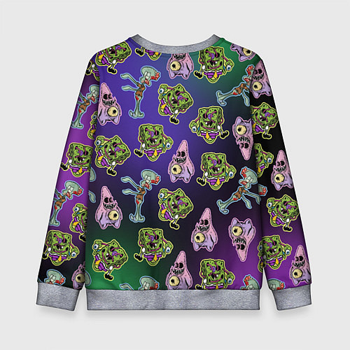 Детский свитшот Губка Боб - паттерн хэллоуин / 3D-Меланж – фото 2