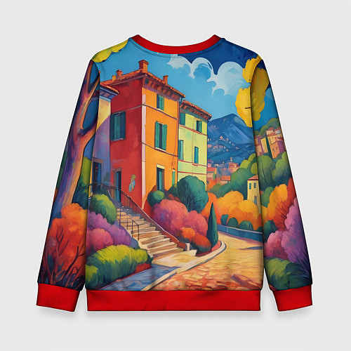 Детский свитшот Живопись яркие домики фовизм / 3D-Красный – фото 2