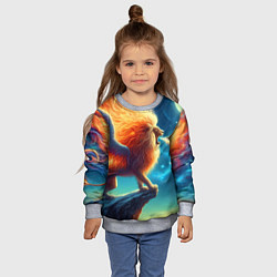 Свитшот детский Огнедышащий крылатый лев - неоновое свечение, цвет: 3D-меланж — фото 2