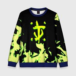 Свитшот детский Doom кислотное лого огонь, цвет: 3D-синий