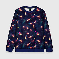 Свитшот детский Паттерн новогодняя гирлянда, цвет: 3D-синий