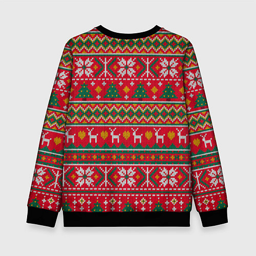 Детский свитшот Текстура свитерной вязки новогодняя / 3D-Черный – фото 2