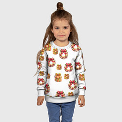 Свитшот детский Много новогодних пончиков и подарков с бантиком и, цвет: 3D-белый — фото 2
