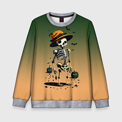 Свитшот детский Funny skeleton - ai art fantasy, цвет: 3D-меланж