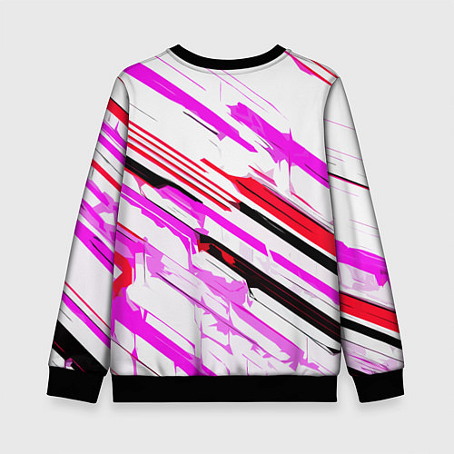 Детский свитшот Красно-розово-чёрные полосы на белом фоне / 3D-Черный – фото 2