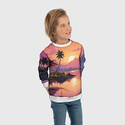 Свитшот детский Домик на берегу закат, цвет: 3D-белый — фото 2