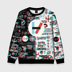 Свитшот детский Twenty one pilots glitch pattern, цвет: 3D-черный