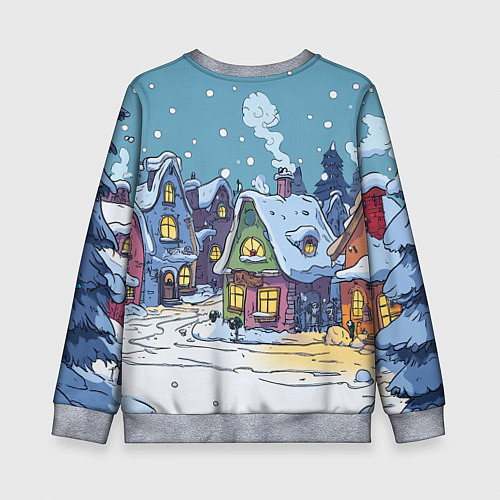 Детский свитшот Зимние домики иллюстрация / 3D-Меланж – фото 2
