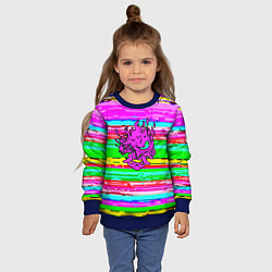 Свитшот детский Cyberpunk 2077 радужные полосы, цвет: 3D-синий — фото 2