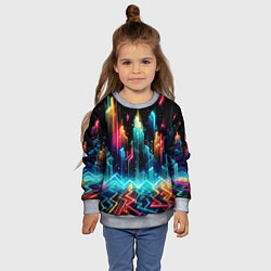 Свитшот детский Neon fantastic metropolis - vaporwave, цвет: 3D-меланж — фото 2