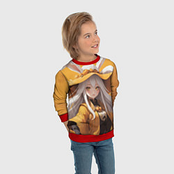 Свитшот детский Аниме на желтом фоне, цвет: 3D-красный — фото 2