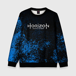 Свитшот детский Horizon: Zero Dawn синие брызги красок, цвет: 3D-черный