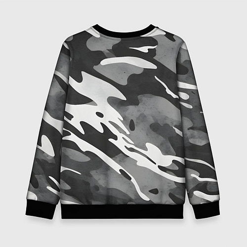Детский свитшот Черно белый камуфляж / 3D-Черный – фото 2