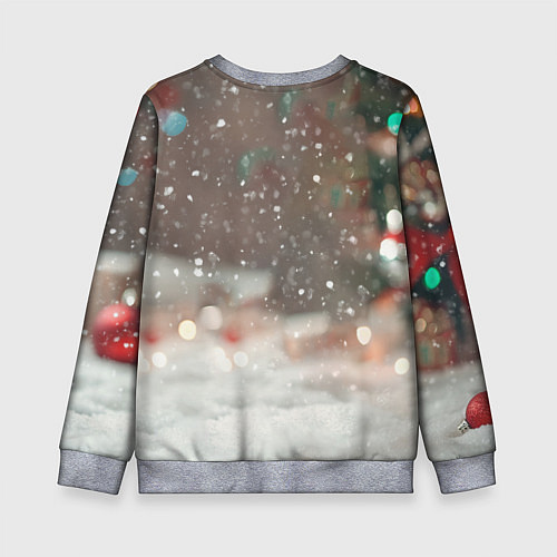 Детский свитшот Новогодний котенок и снег / 3D-Меланж – фото 2