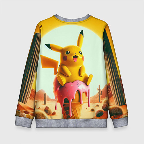 Детский свитшот Пикачу сидит на мороженом в пустыне / 3D-Меланж – фото 2
