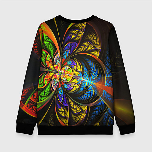 Детский свитшот Фрактальный оптический узор в цвете / 3D-Черный – фото 2