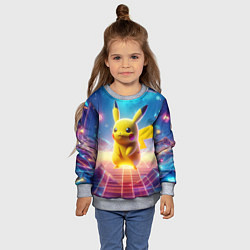 Свитшот детский Funny Pikachu - vaporwave, цвет: 3D-меланж — фото 2