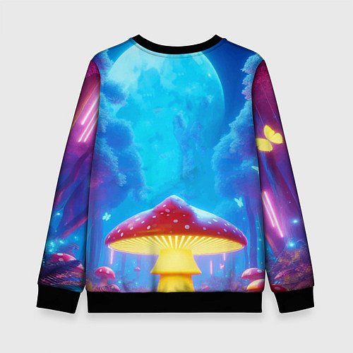 Детский свитшот Пмкачу самурай на мухоморе - нейроарт фантазия / 3D-Черный – фото 2