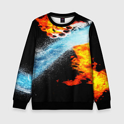 Свитшот детский Огонь и вода столкновение, цвет: 3D-черный