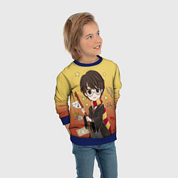 Свитшот детский Гарри Поттер мультяшный с метлой, цвет: 3D-синий — фото 2