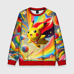 Свитшот детский Super Pikachu - ai art fantasy, цвет: 3D-красный