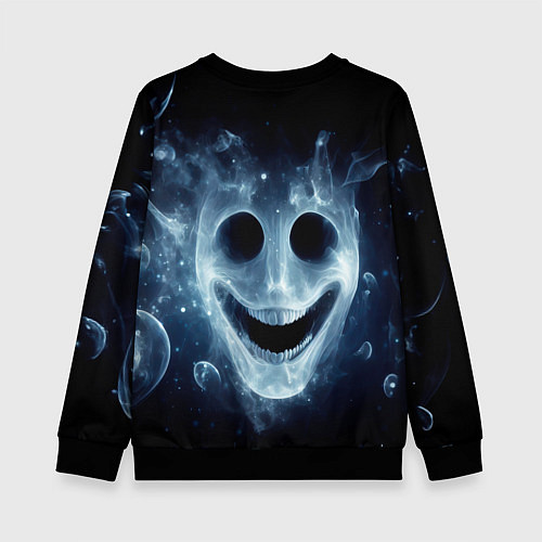 Детский свитшот Нейросеть - улыбка привидения / 3D-Черный – фото 2