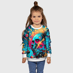 Свитшот детский Абстракция с черепом - нейроарт, цвет: 3D-белый — фото 2