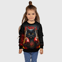 Свитшот детский Кошка боксер в огне, цвет: 3D-черный — фото 2