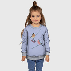 Свитшот детский Снегири на ветке, цвет: 3D-меланж — фото 2