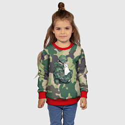 Свитшот детский Русский солдат с белой кошкой, цвет: 3D-красный — фото 2