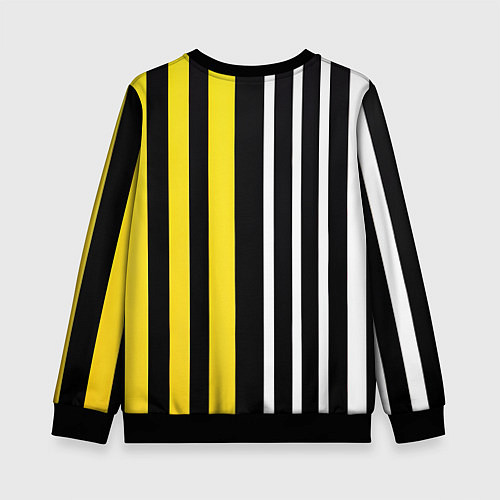 Детский свитшот Вертикальные полосы триколор жёлтый / 3D-Черный – фото 2