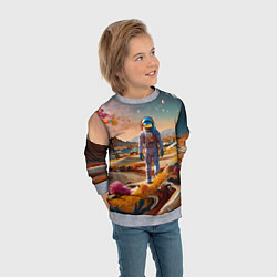 Свитшот детский Космонавт на красочной планете, цвет: 3D-меланж — фото 2