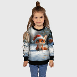 Свитшот детский Новогодняя милая лисичка, цвет: 3D-черный — фото 2