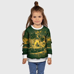 Свитшот детский Винтажный автомобиль под пальмами, цвет: 3D-белый — фото 2