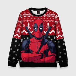 Свитшот детский Дэдпул новогодний узор, цвет: 3D-черный