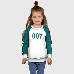 Свитшот детский Игра в кальмара 007, цвет: 3D-белый — фото 2