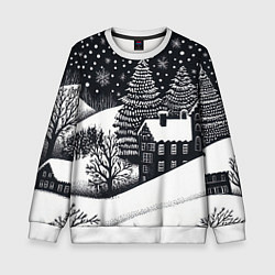 Детский свитшот Новый год в черно-белом стиле