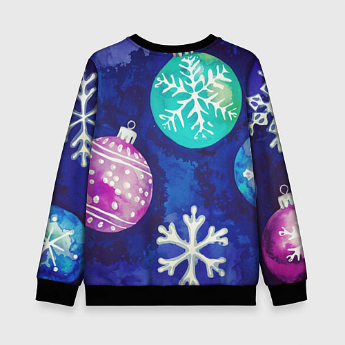 Детский свитшот Новогодний узор / 3D-Черный – фото 2