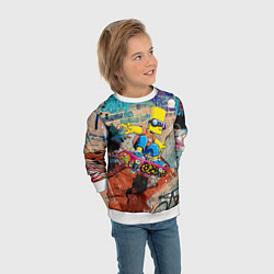Свитшот детский Bart Simpson on a skateboard - graffiti, цвет: 3D-белый — фото 2