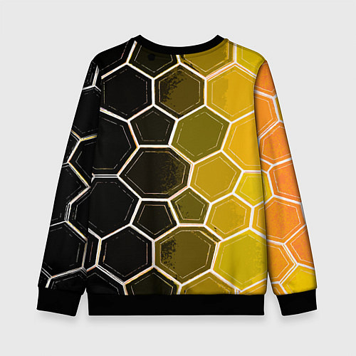 Детский свитшот Белые шестиугольники на чёрно-жёлтом фоне / 3D-Черный – фото 2
