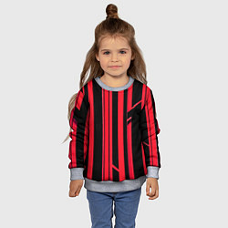 Свитшот детский Толстые красные полосы на чёрном фоне, цвет: 3D-меланж — фото 2