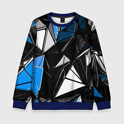 Детский свитшот Сине-белые рельефные треугольники на чёрном фоне