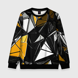 Свитшот детский Жёлто-белые рельефные треугольники на чёрном фоне, цвет: 3D-черный