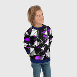 Свитшот детский Фиолетово-белый паттерн на чёрном фоне, цвет: 3D-синий — фото 2