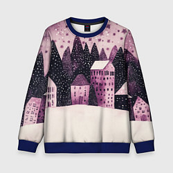 Детский свитшот Новогодние домики в лесу