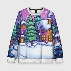 Детский свитшот Новогодний мультяшный двор